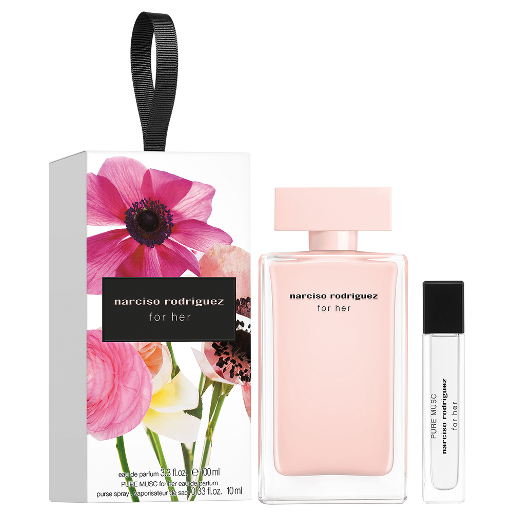 Narciso Rodriguez Cofanetto For Her Eau De Parfum 100ml con Pure Musc Eau De Parfum Travel Size 10ml