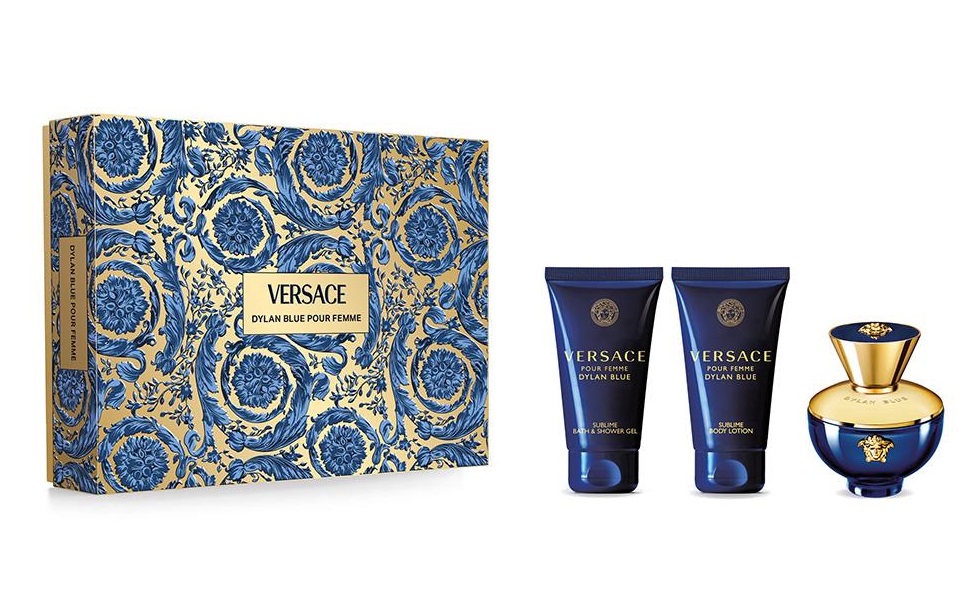 Versace Cofanetto Dylan Blue Pour Femme Eau de Parfum 50ml con Shower Gel 50ml e Body Lotion 50ml