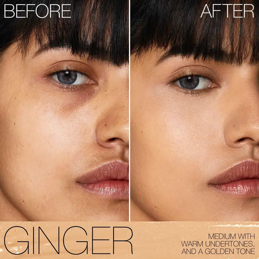 Applicazione prima e dopo del correttore NARS Radiant Creamy